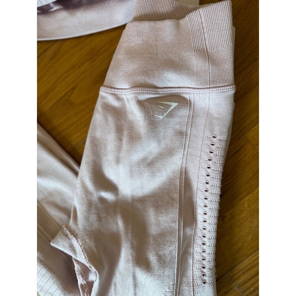 Gymshark Seamless Long Sleeve Crop Top & Leggings Set XS Pink Glow - Picture 3 of 8
